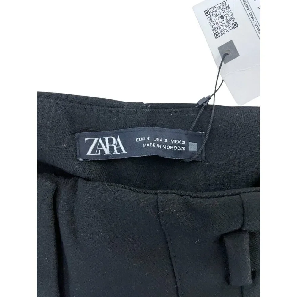 Zara Womens High Waisted Pants Trousers Ankle S Black 9490/590 NWT no belt - Picture 5 of 15